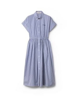 Miu Miu Vertical Stripe Poplin Midi-Dress - Blue