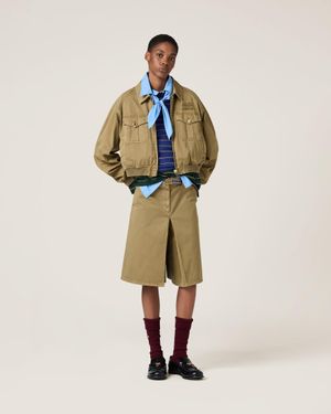 Miu Miu Satin Garment-Dyed Utility Jacket in Green | Lyst