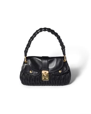 Miu Miu Coffer Matelassé Leather Bag - Black