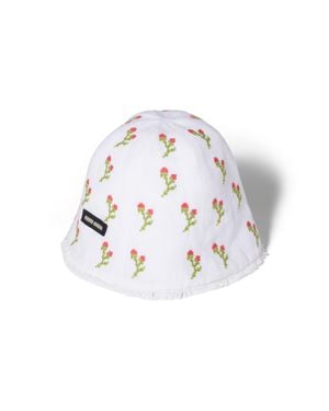 Miu Miu Embroidered Beanie Cap - White