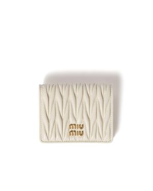 Miu Miu Small Matelassé Nappa Leather Wallet - White