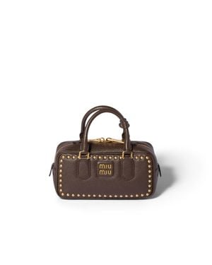 Miu Miu Arcadie Studded Leather Bag - Brown