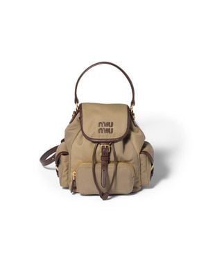 Miu Miu Chino And Leather Backpack - Brown