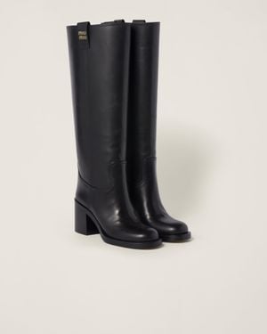 Miu Miu Leather Boots - Black