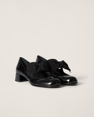 Miu Miu Patent Leather Court Shoes With Bow - Black