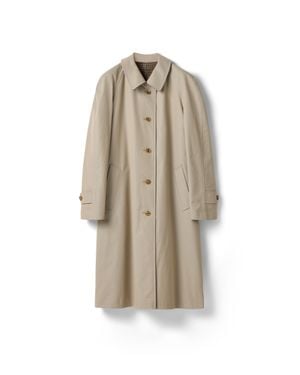 Miu Miu Reversible Single-Breasted Twill And Houndstooth Check Trench Coat - Natural