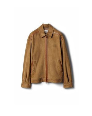 Miu Miu Suede Blouson Jacket - Brown