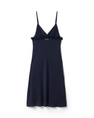 Miu Miu Embroidered Marocain Crepe Dress - Blue