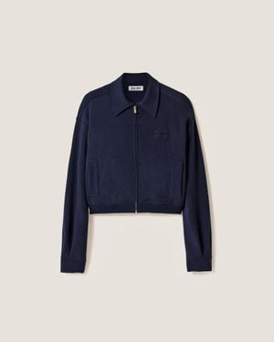Miu Miu Wool And Cashmere Blouson Jacket - Blue