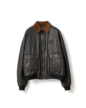 Miu Miu Coated Cotton Poplin Bomber Jacket - Black