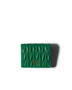 Miu Miu Small Matelassé Nappa Leather Wallet - Green