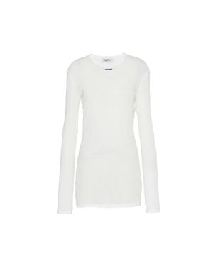 Miu Miu Ribbed Knit Jersey Dress - White