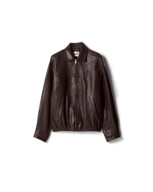 Miu Miu Leather Blouson Jacket - Brown