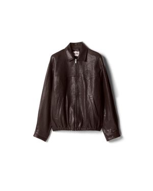 Miu Miu Leather Blouson Jacket - Brown