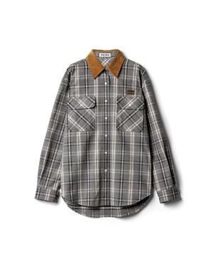 Miu Miu Checked Flannel Shirt - Grey
