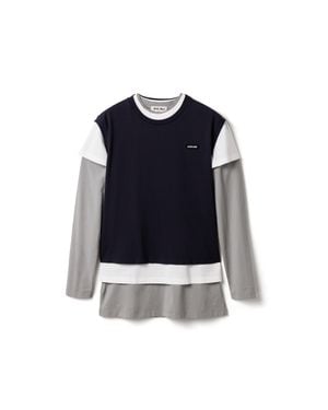 Miu Miu Cotton Layering T-Shirts - Blue