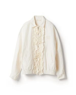 Miu Miu Washed Slubbed Canvas Blouson Jacket - White