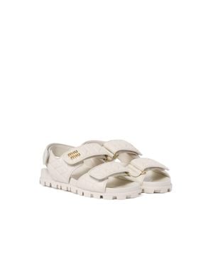 Miu Miu Sporty Matelassé Nappa Leather Sandals - Natural