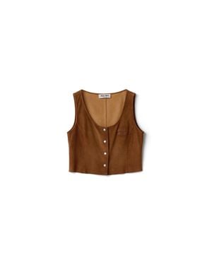 Miu Miu Waxed Suede Top - Brown