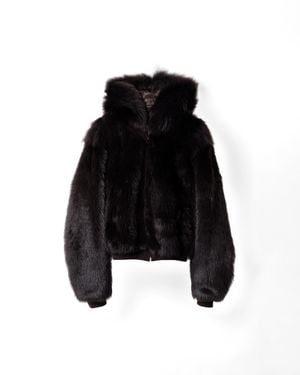 Miu Miu Shearling Hoodie Jacket - Black