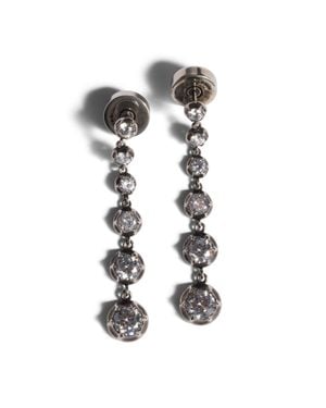Miu Miu Metal Pendant Earrings With Crystals - Metallic