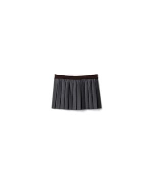 Miu Miu Pleated Pinstripe Miniskirt - Black
