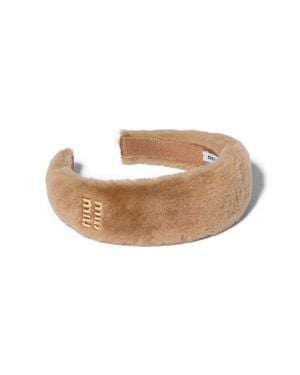 Miu Miu Shearling Headband - White