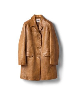 Miu Miu Leather Coat - Brown