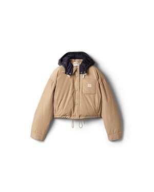 Miu Miu Technical Pongé Down Hoodie Jacket - Natural