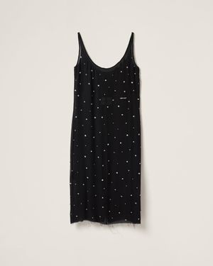 Miu Miu Embroidered Chiffon Dress - Black