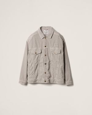 Miu Miu Washed Velvet Blouson Jacket - Natural