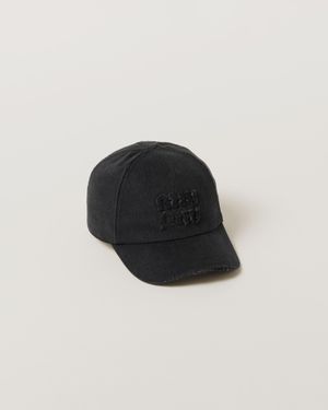 Miu Miu Denim Baseball Cap - Black