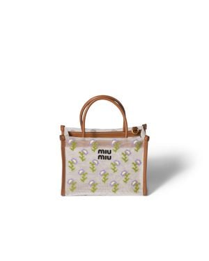 Miu Miu Embroidered Mesh Top-Handle Bag - Metallic