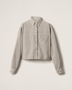 Miu Miu Garment-Dyed Corduroy Shirt - Gray