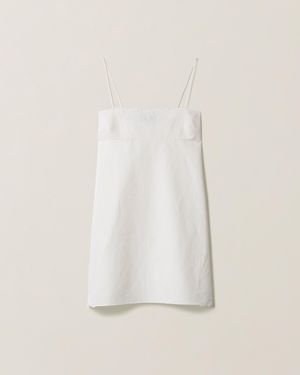 Miu Miu Embroidered Slubbed Canvas Mini-Dress - White
