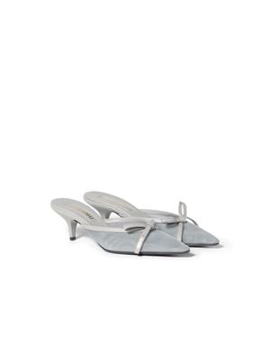 Miu Miu Mesh Fabric Heeled Mules - White