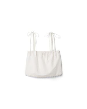 Miu Miu Embroidered Slubbed Poplin Top - White