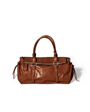 Miu Miu Shiny Leather Handbag - Brown