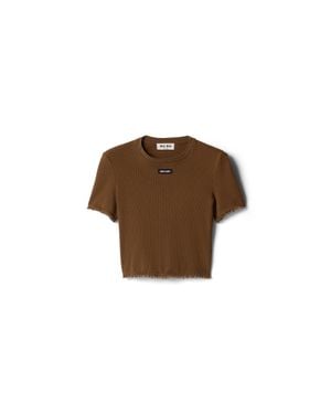 Miu Miu Garment-Dyed Cotton Top - Brown