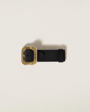 Miu Miu Leather Bracelet With Buckle - Black