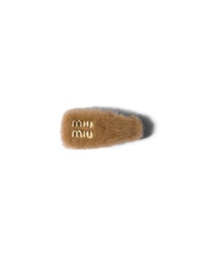 Miu Miu Shearling Hair Clip - Natural