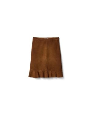 Miu Miu Waxed Suede Skirt - Brown