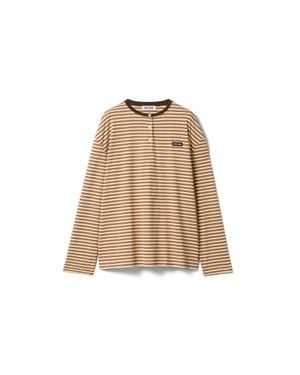 Miu Miu Striped Jersey T-Shirt - Natural