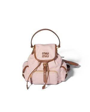Miu Miu Canvas And Leather Backpack - Pink