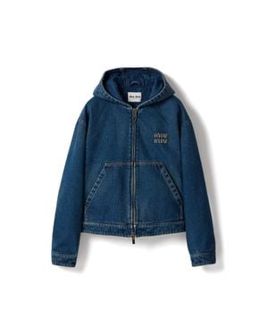 Miu Miu Denim Hoodie Jacket - Blue