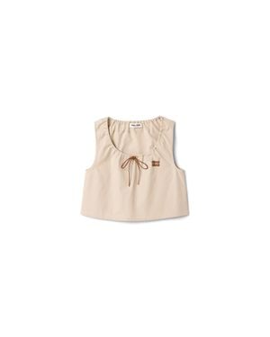 Miu Miu Panama Cotton Crop Top - Natural