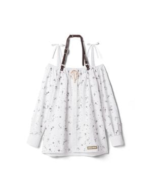 Miu Miu Embroidered Poplin Mini-Dress - White