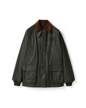 Miu Miu Resin-Finish Poplin Caban Jacket - Black