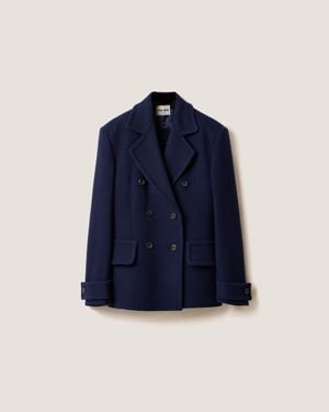 Miu Miu Double-Breasted Double Wool Coat - Blue