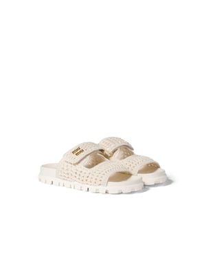 Miu Miu Crochet Sandals - Natural